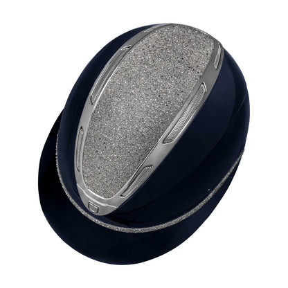 Casco Apocalypse para mujeres con diamantes y carcasa brillante Equestro - Navy/Gunmetal