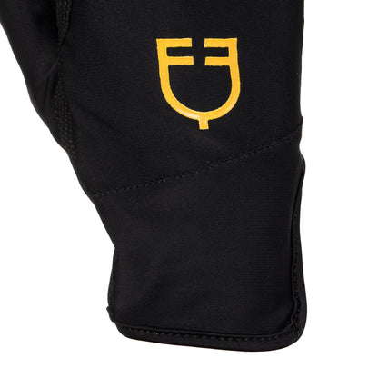 Guantes de mujer en tejido especial de elastano con logo Equestro - Negro