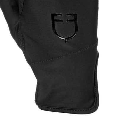 Guantes de mujer en tejido especial de elastano con logo Equestro - Black/Black