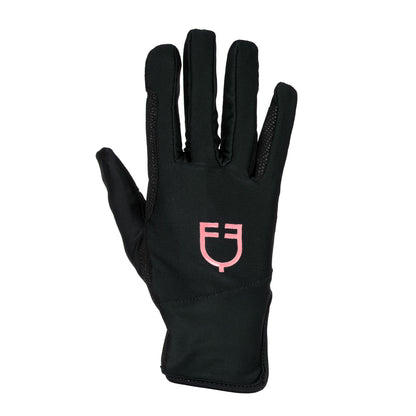 Guantes de mujer en tejido especial de elastano con logo Equestro - Black/Desert Flower