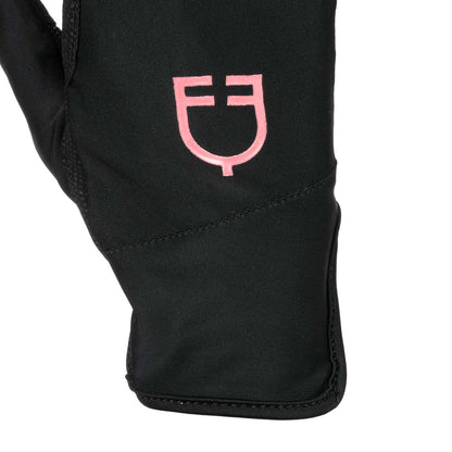 Guantes de mujer en tejido especial de elastano con logo Equestro - Black/Desert Flower
