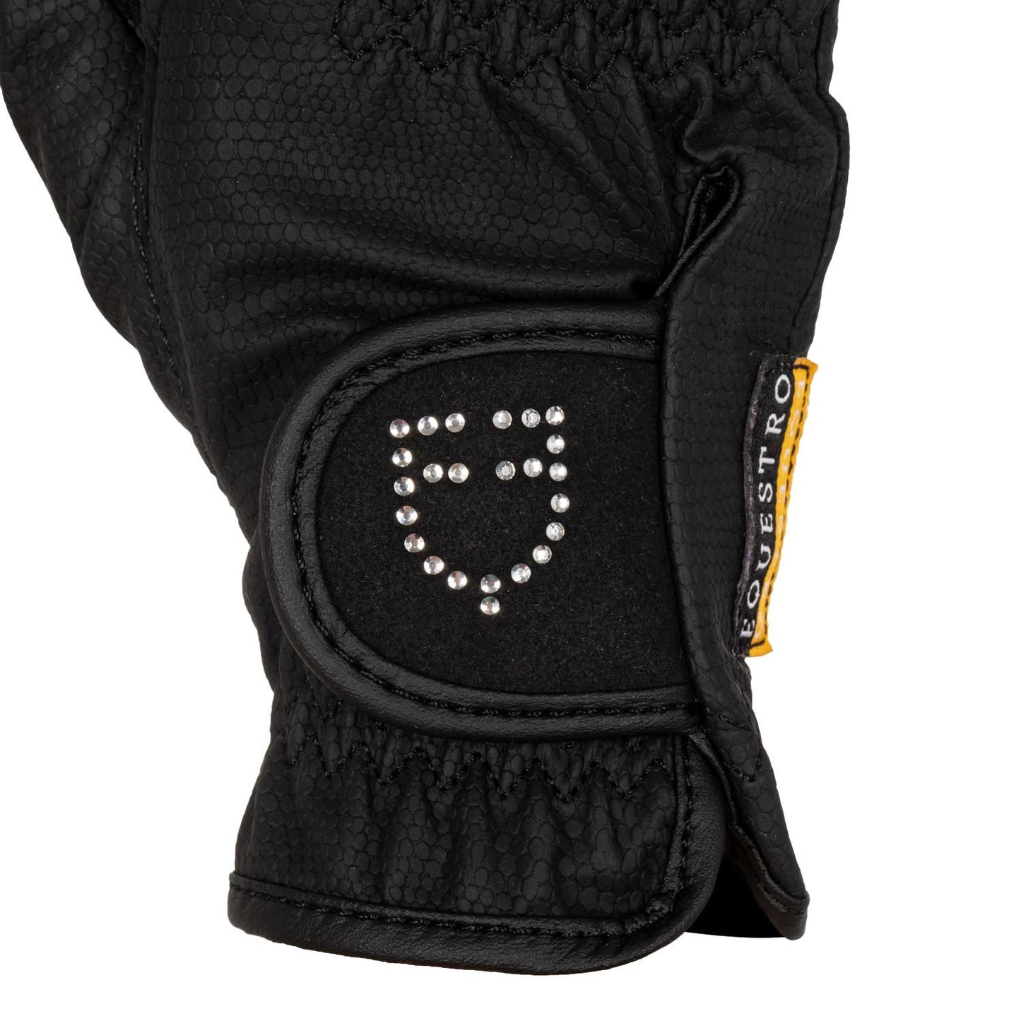 Guantes de mujer en suave tejido técnico con logo de purpurina Equestro - Negro