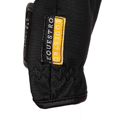 Guantes de mujer en suave tejido técnico con logo de purpurina Equestro - Negro
