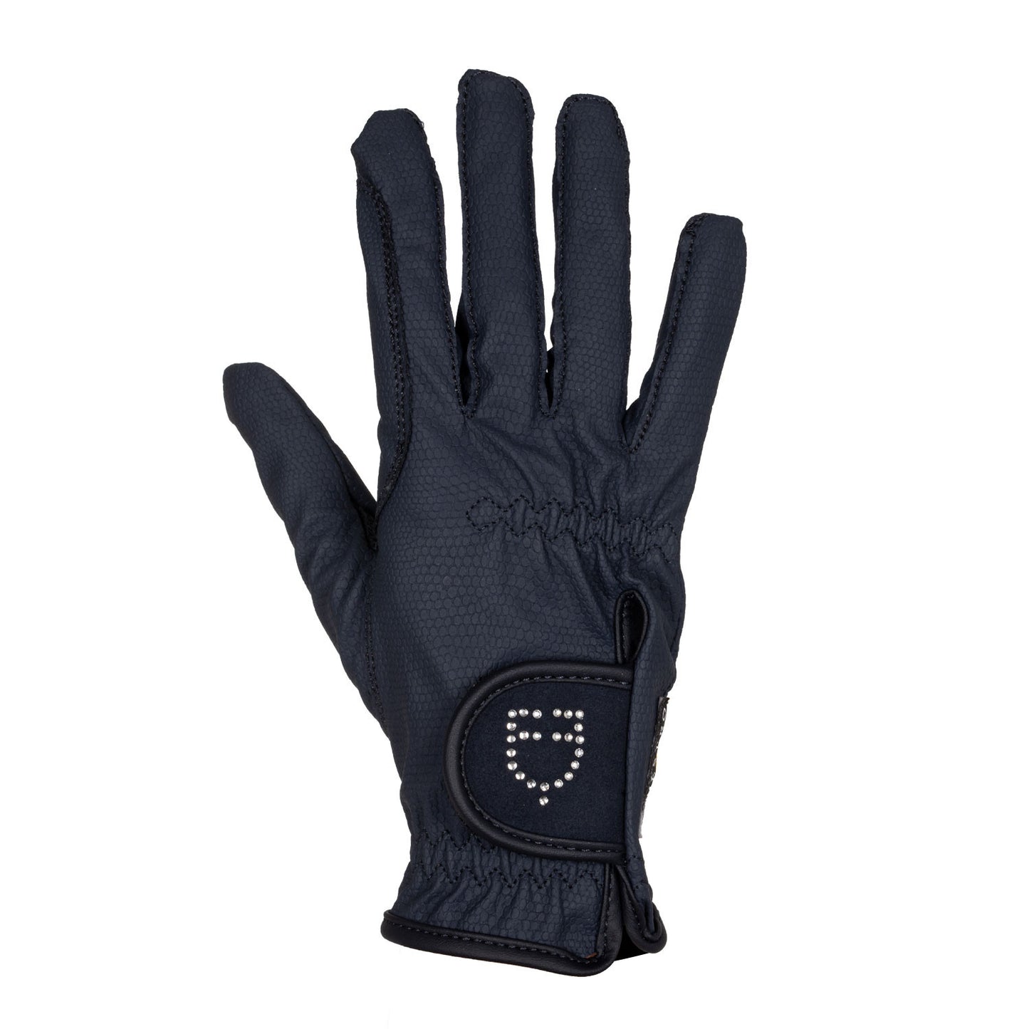 Guantes de mujer en suave tejido técnico con logo de purpurina Equestro - Azul marino