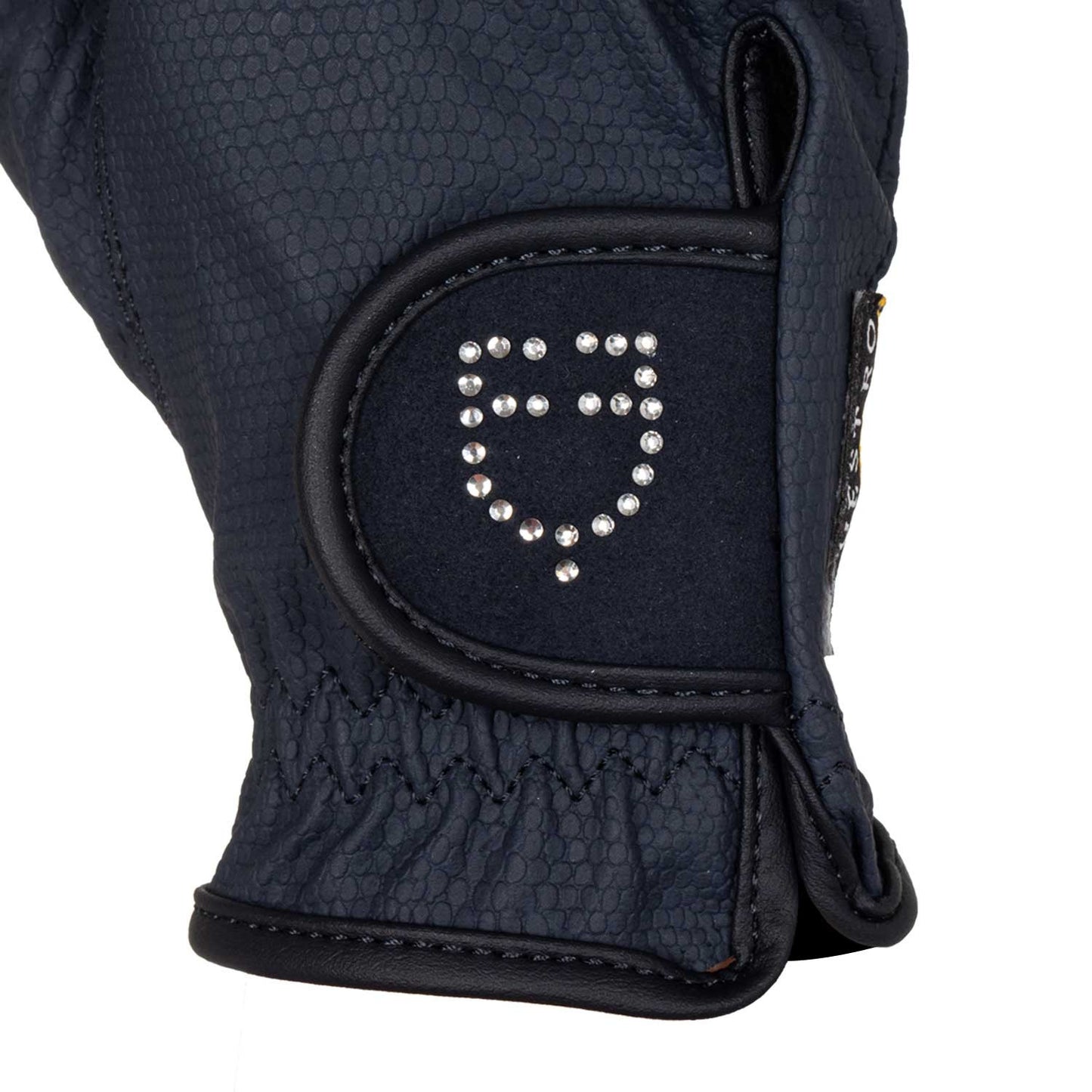Guantes de mujer en suave tejido técnico con logo de purpurina Equestro - Azul marino