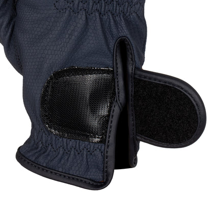 Guantes de mujer en suave tejido técnico con logo de purpurina Equestro - Azul marino