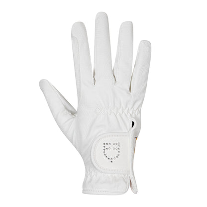 Guantes de mujer en suave tejido técnico con logo de purpurina Equestro - Blanco