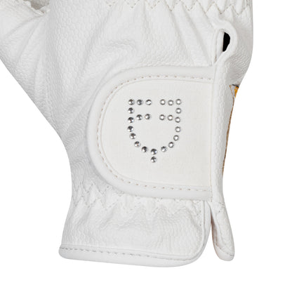 Guantes de mujer en suave tejido técnico con logo de purpurina Equestro - Blanco