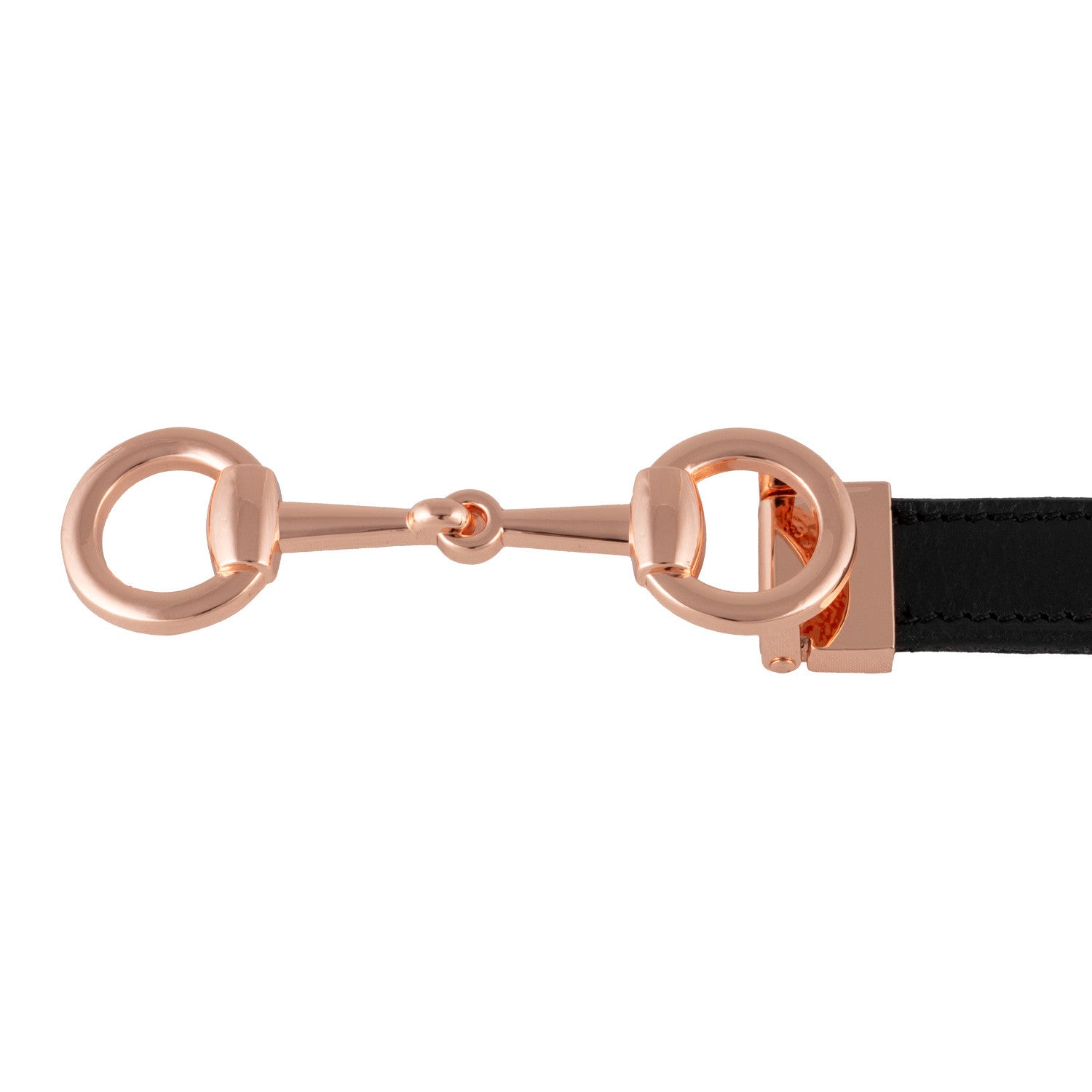 Cinturón de mujer con clincher y hebilla filete Equestro - Black/Rose Gold