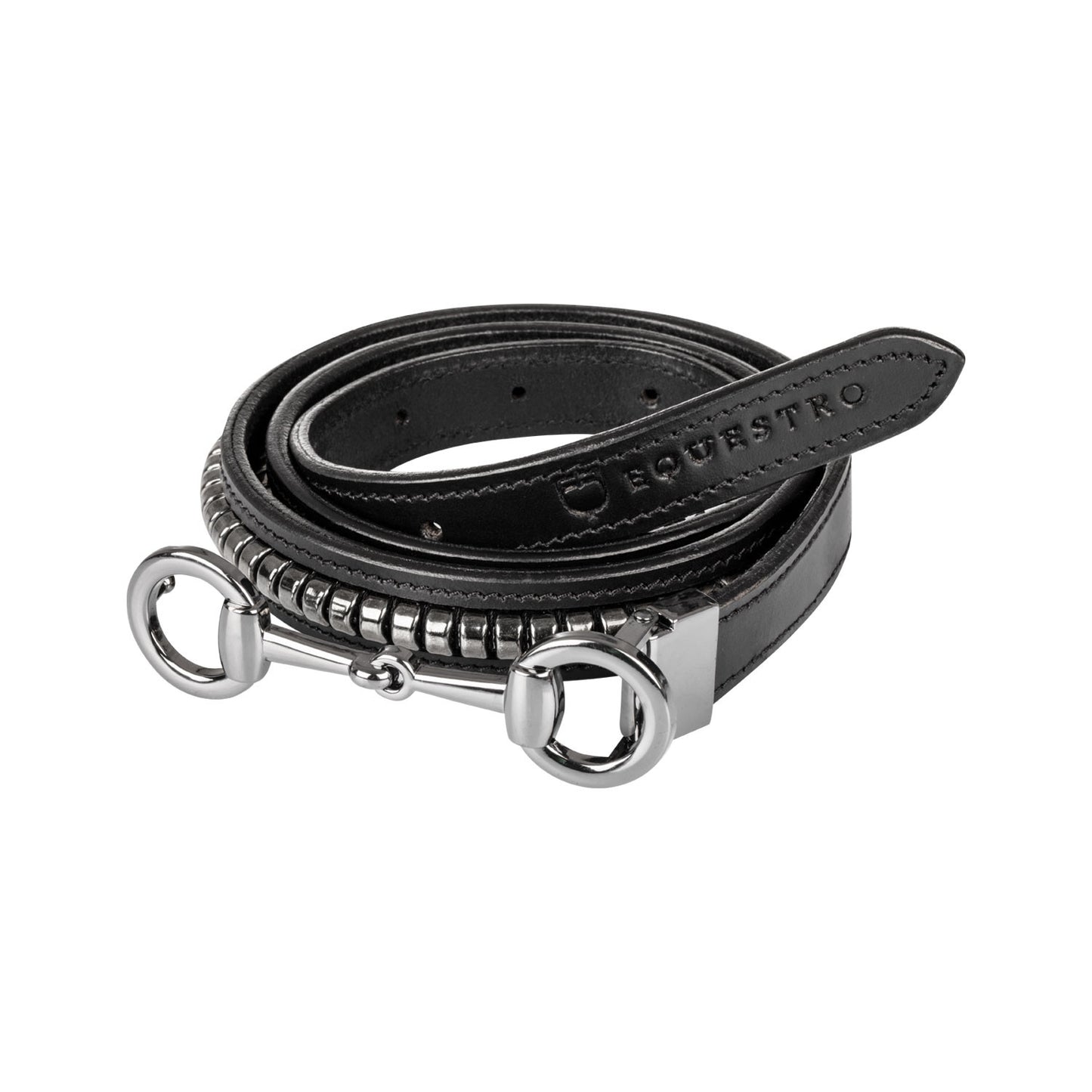 Cinturón de mujer con clincher y hebilla filete Equestro - Black/Silver