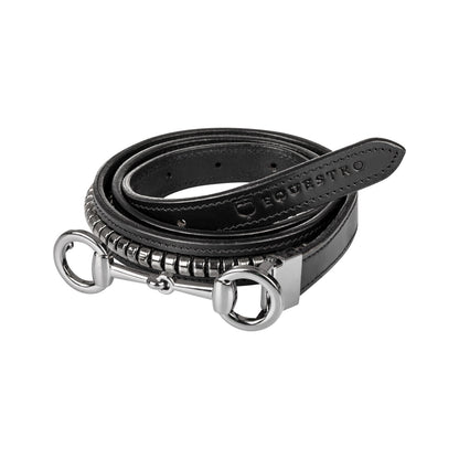 Cinturón de mujer con clincher y hebilla filete Equestro - Black/Silver
