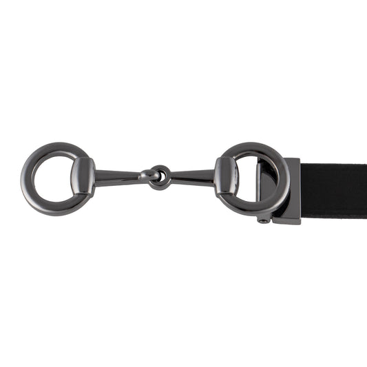 Cinturón de mujer con hebilla de filete Equestro - Black/Black