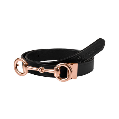 Cinturón de mujer con hebilla de filete Equestro - Black/Rose Gold