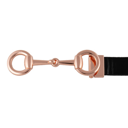 Cinturón de mujer brillante con hebilla de hilo Equestro - Black/Rose Gold