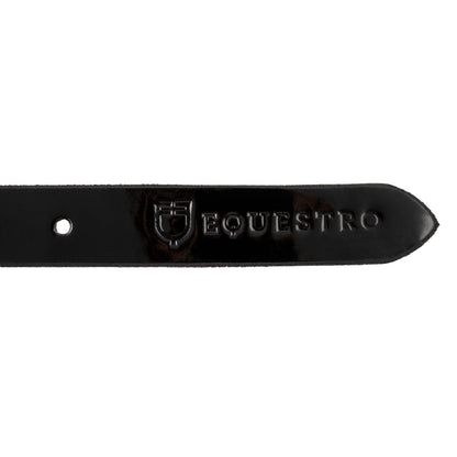 Cinturón de mujer brillante con hebilla de hilo Equestro - Black/Rose Gold