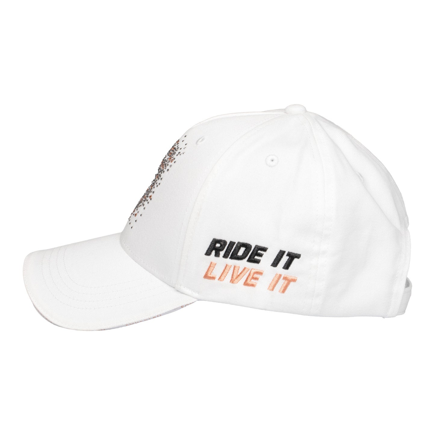 Gorra de béisbol para mujer con logo de pedrería Equestro - Blanco