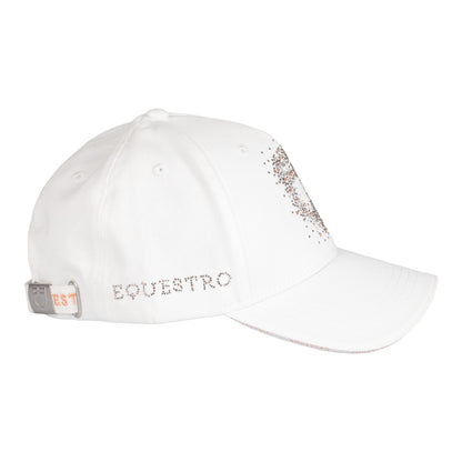 Gorra de béisbol para mujer con logo de pedrería Equestro - Blanco
