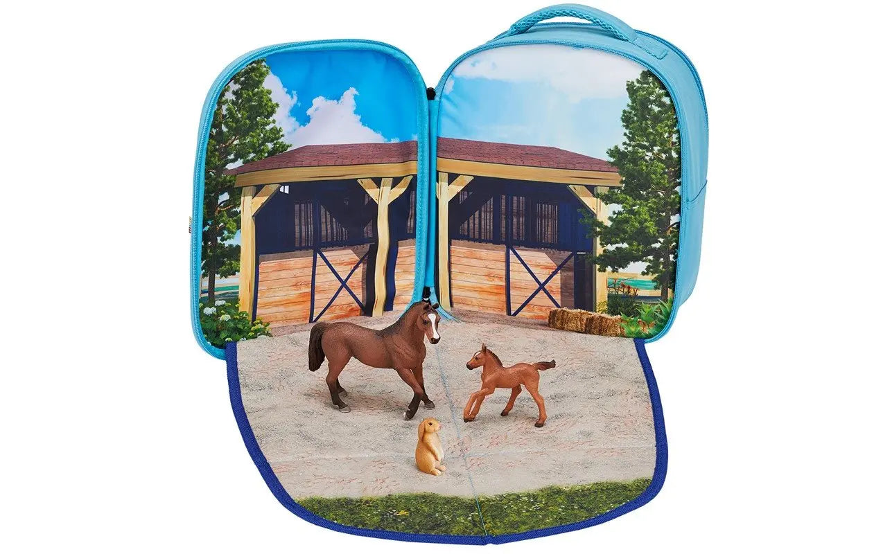 Mochila caballos 3D Junior con 3 figuras y folleto de coleccionista (Caballo, Potro y Conejo) - Rincón del Valle