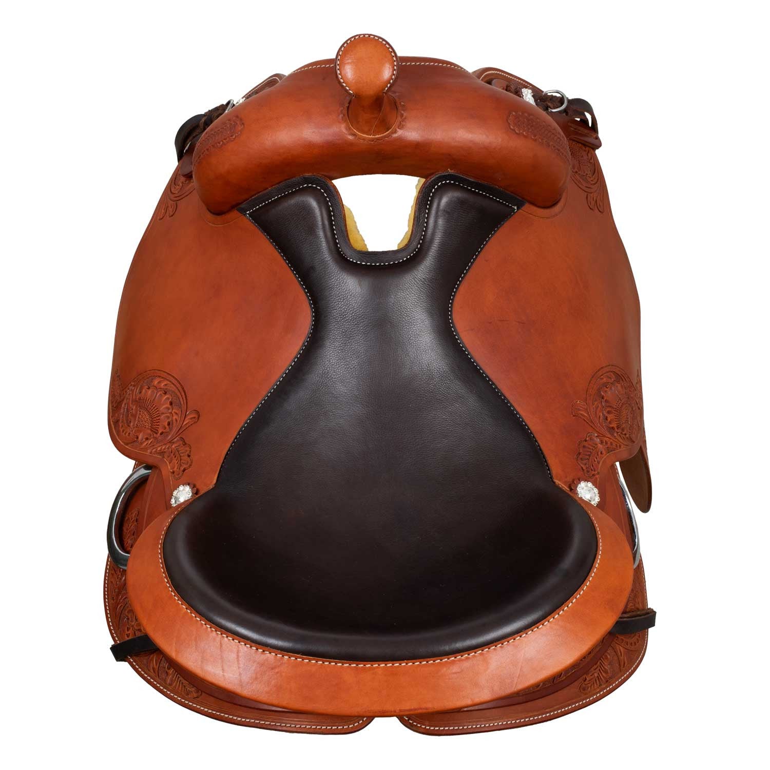 Silla corta trasera con cuero de vaca Freemax - Coñac