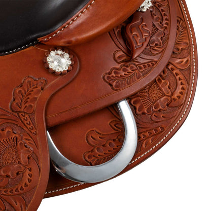 Silla corta trasera con cuero de vaca Freemax - Coñac