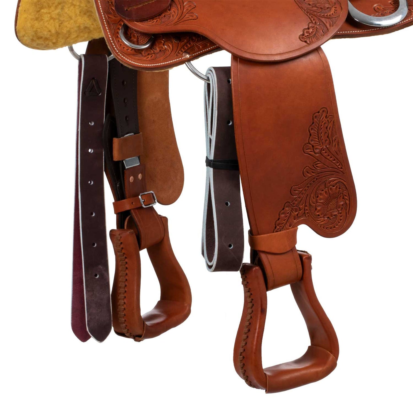 Silla corta trasera con cuero de vaca Freemax - Coñac