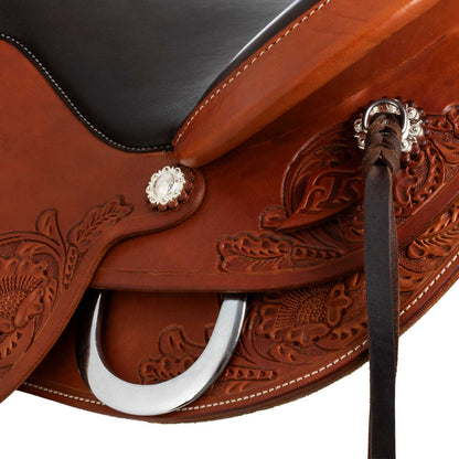 Silla corta trasera con cuero de vaca Freemax - Coñac