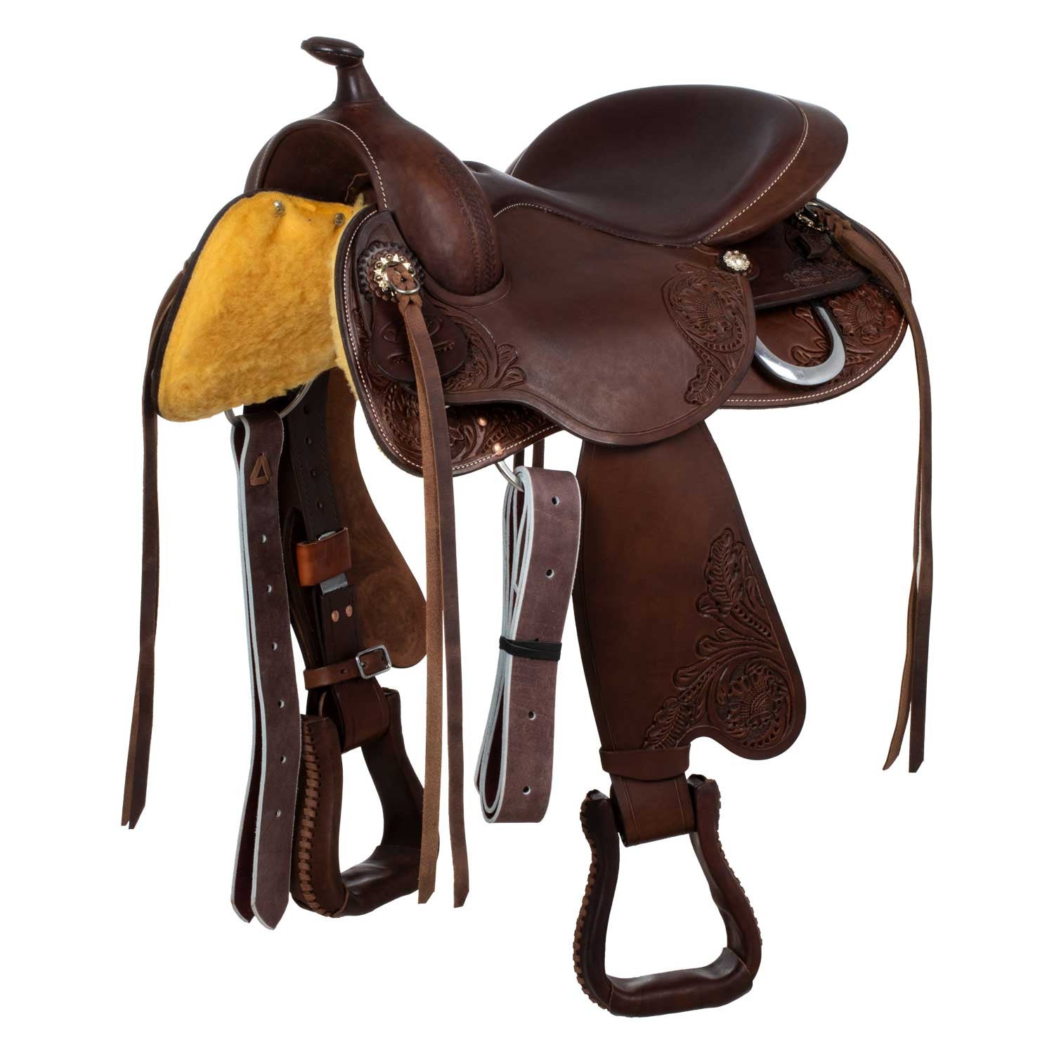 Silla corta trasera con cuero de vaca Freemax - Marrón oscuro