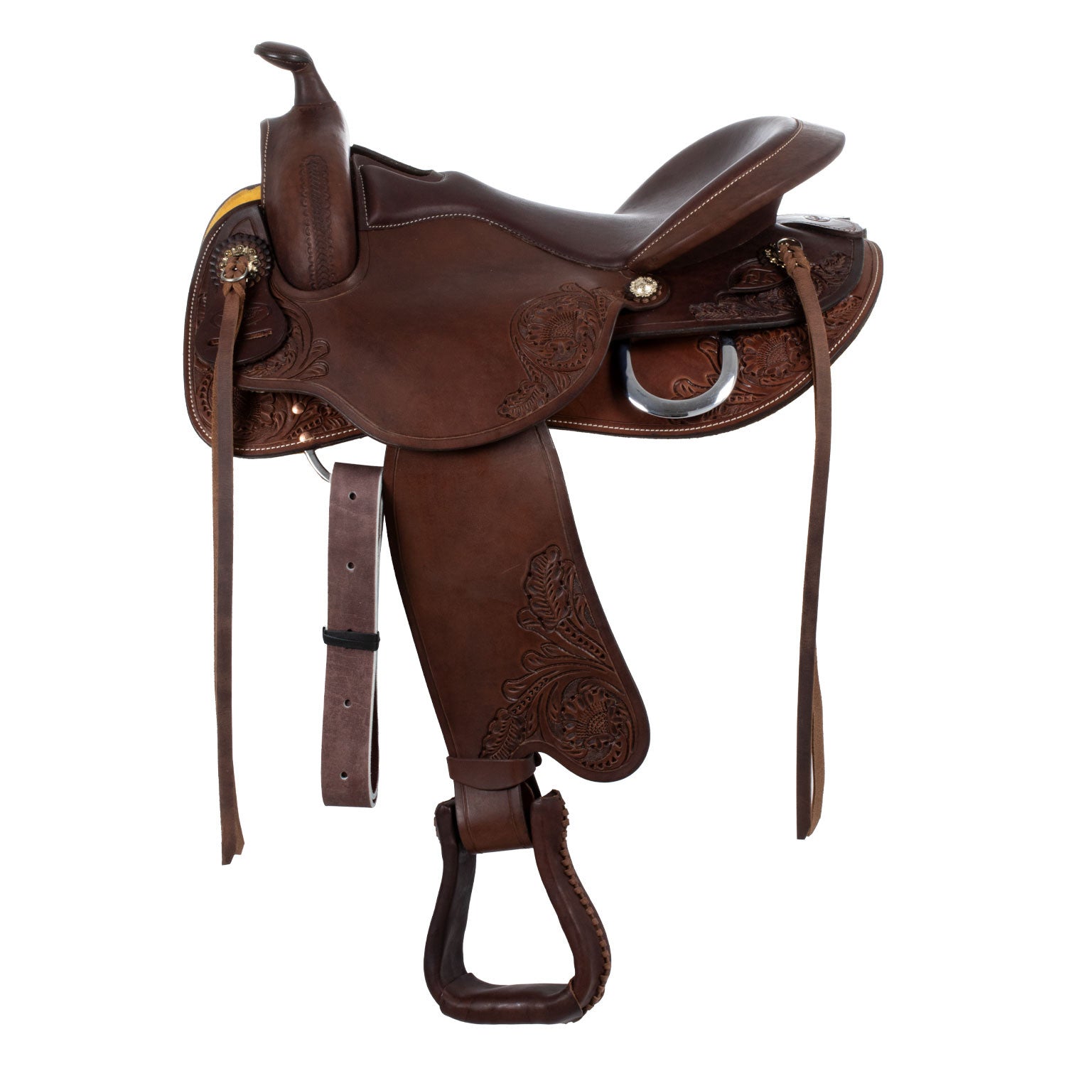 Silla corta trasera con cuero de vaca Freemax - Marrón oscuro
