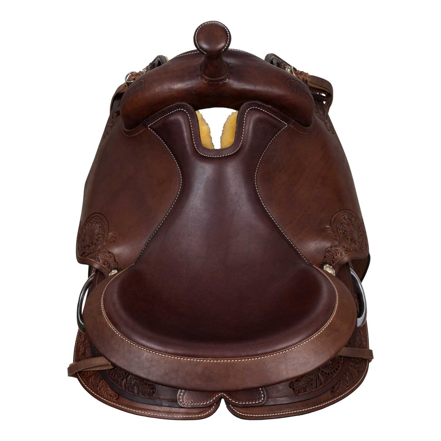 Silla corta trasera con cuero de vaca Freemax - Marrón oscuro