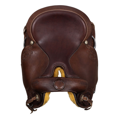 Silla corta trasera con cuero de vaca Freemax - Marrón oscuro