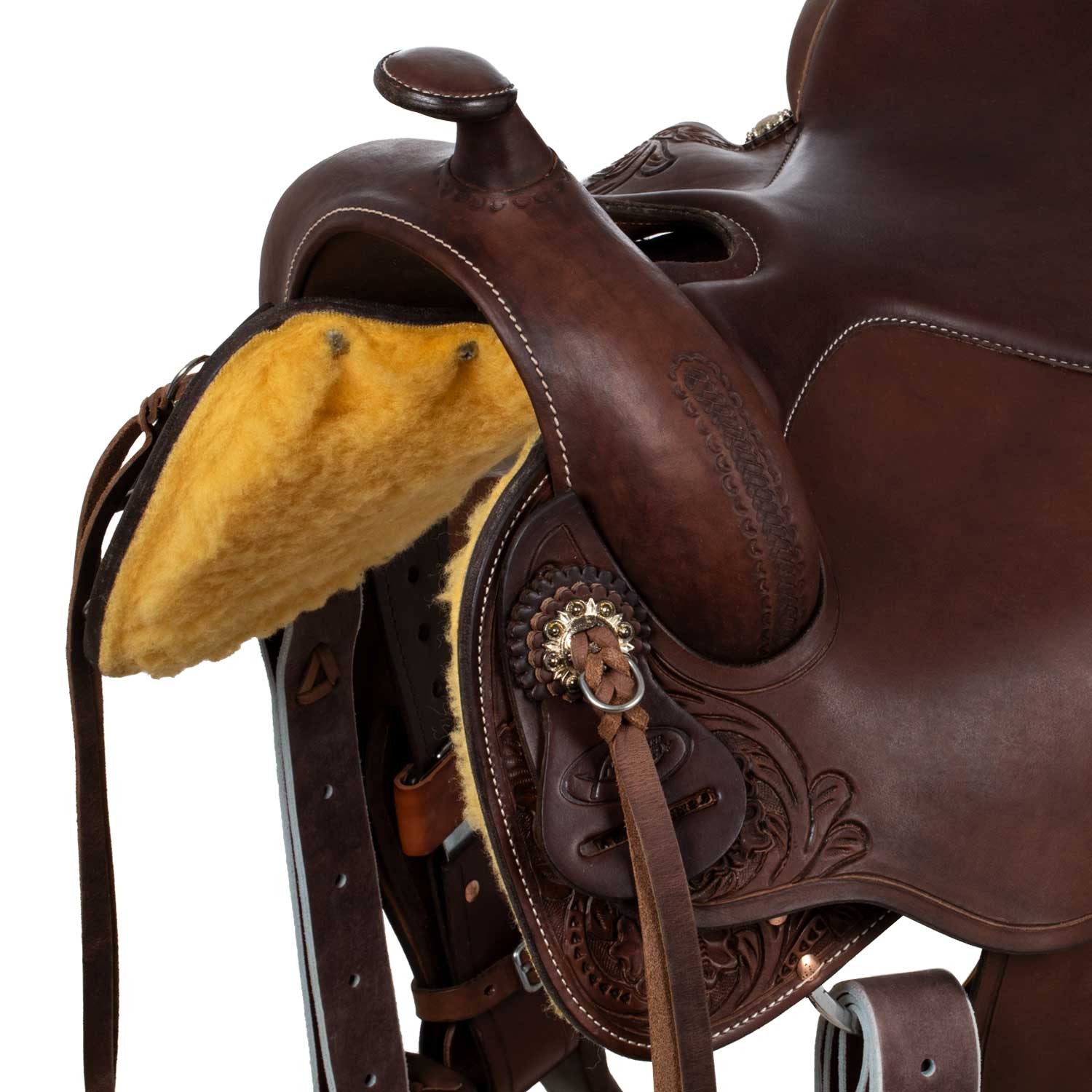 Silla corta trasera con cuero de vaca Freemax - Marrón oscuro
