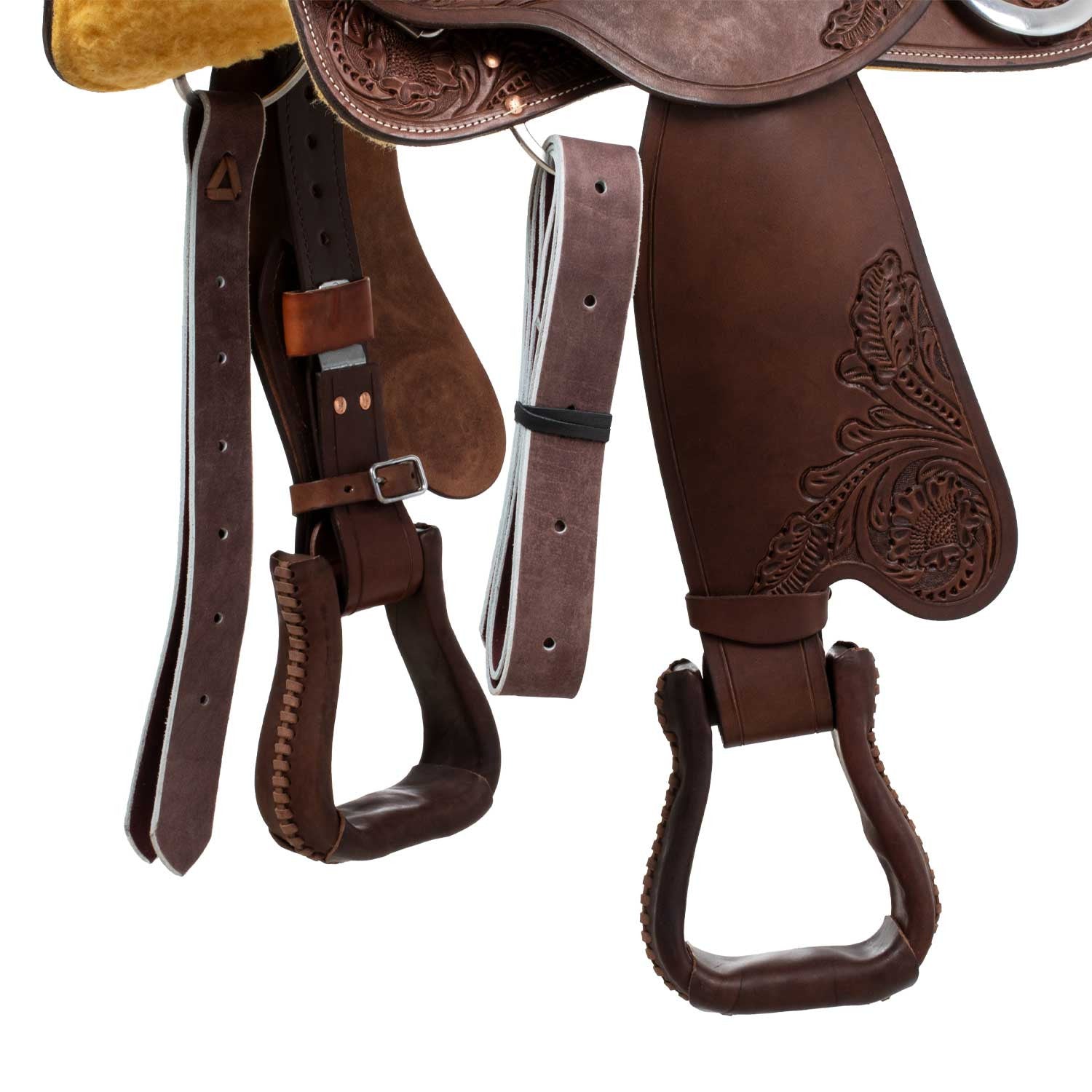 Silla corta trasera con cuero de vaca Freemax - Marrón oscuro