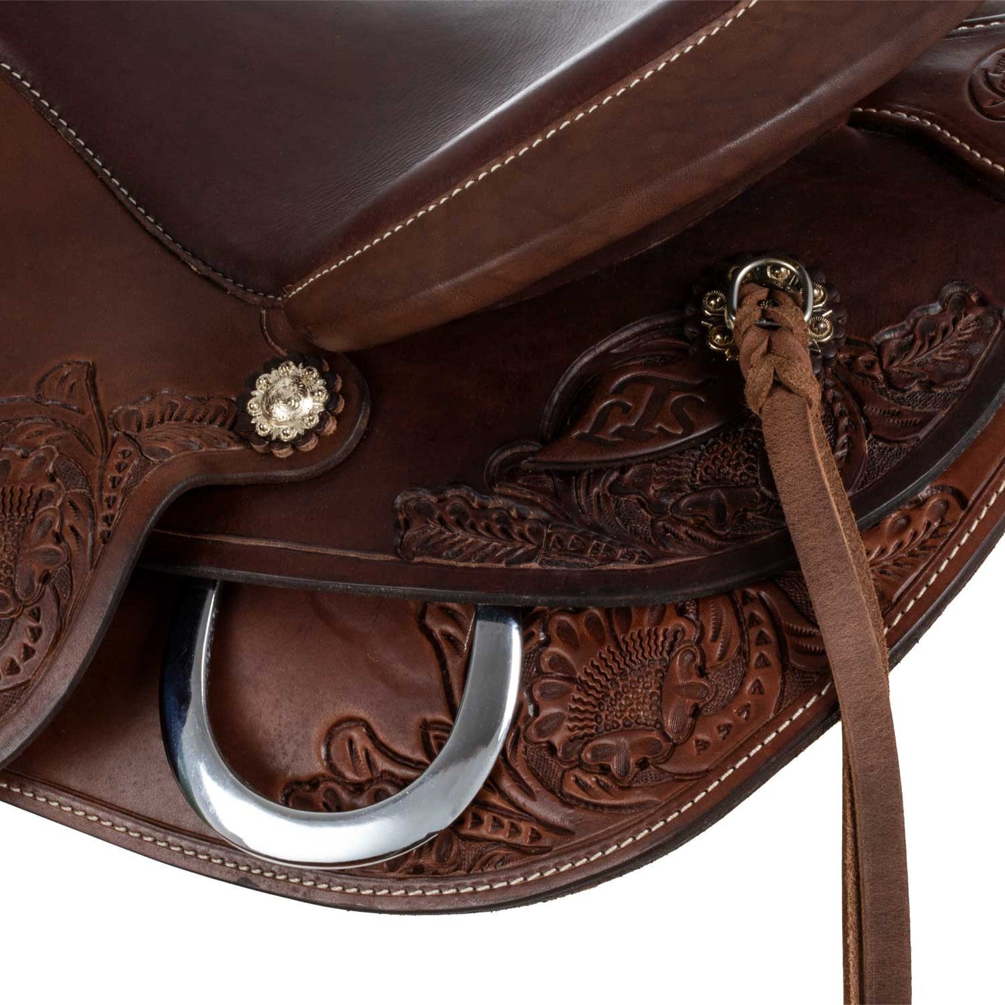 Silla corta trasera con cuero de vaca Freemax - Marrón oscuro