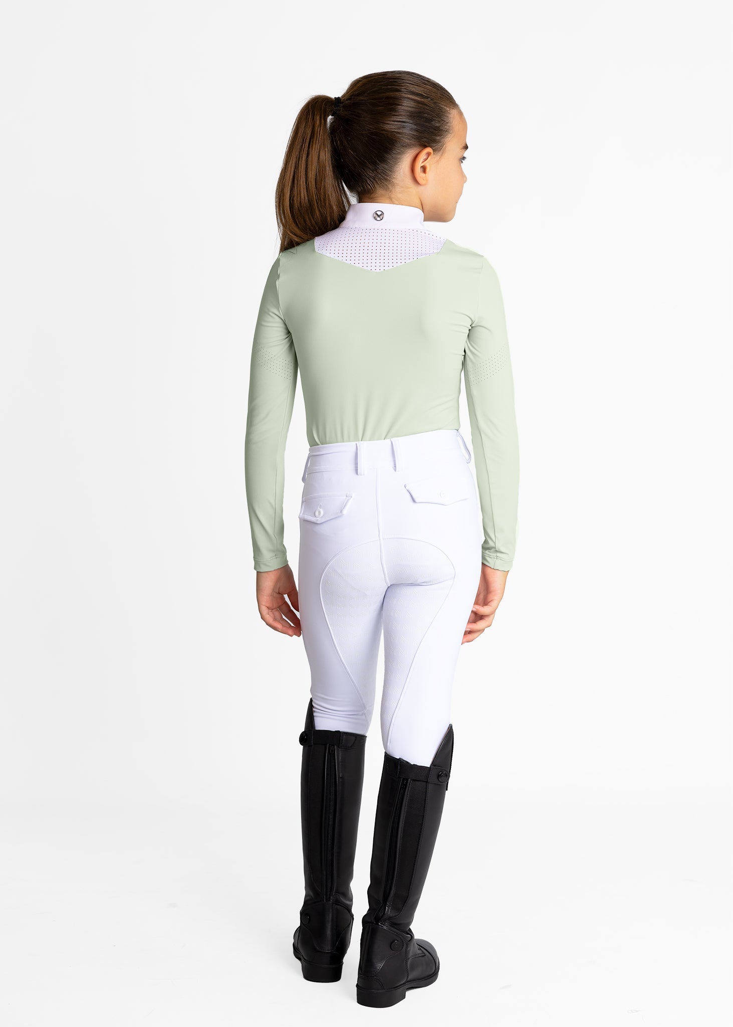 Camiseta técnica Maximilian Equestrian YR Sienna Long Sleeve Show Shirt (Sage detalle 5