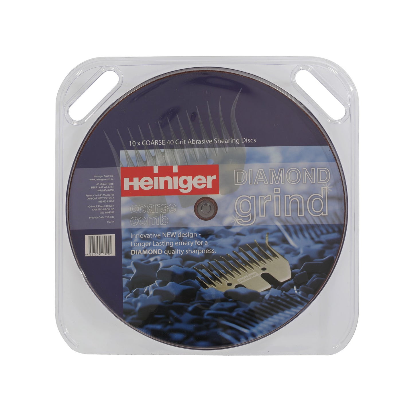 Papel de lija grueso 40 grano (peines), blister de 10 unidades Heiniger