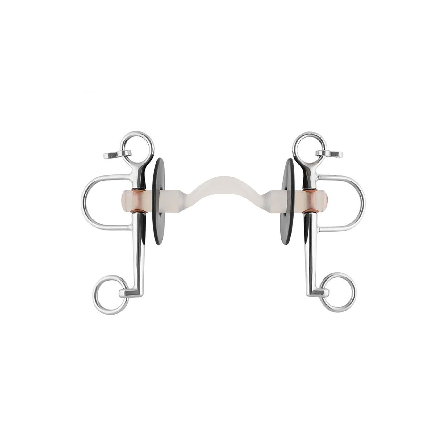 Nathe pelham 20mm con boca mullen dura con puerto y patillas cortas