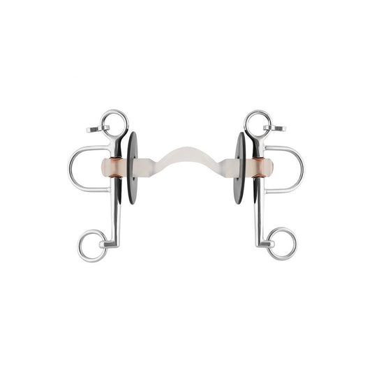 Nathe pelham 20mm con boca mullen dura con puerto y patillas cortas