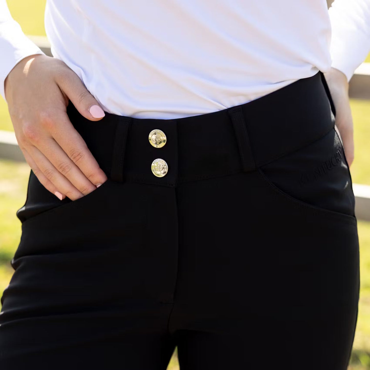 Silicone Knee Patch Breeches Kentucky Women's Riding Breeches Miami with Knee detalle 8