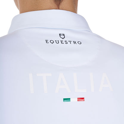 Polo de hombre de concurso manga larga Equestro X FISE - Blanco