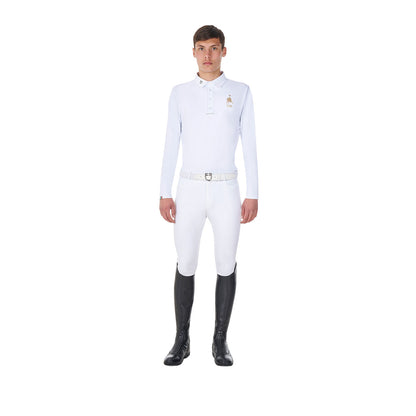 Polo de hombre de concurso manga larga Equestro X FISE - Blanco