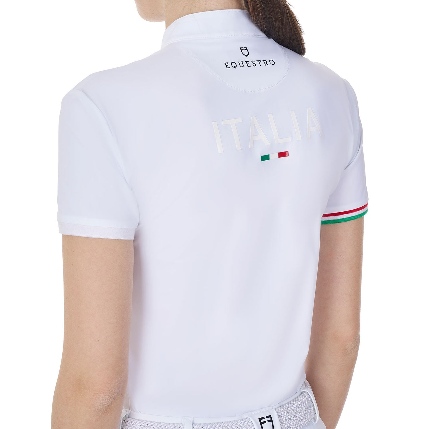 Polo de mujer de competición slim fit Equestro X FISE - Blanco