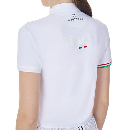 Polo de mujer de competición slim fit Equestro X FISE - Blanco