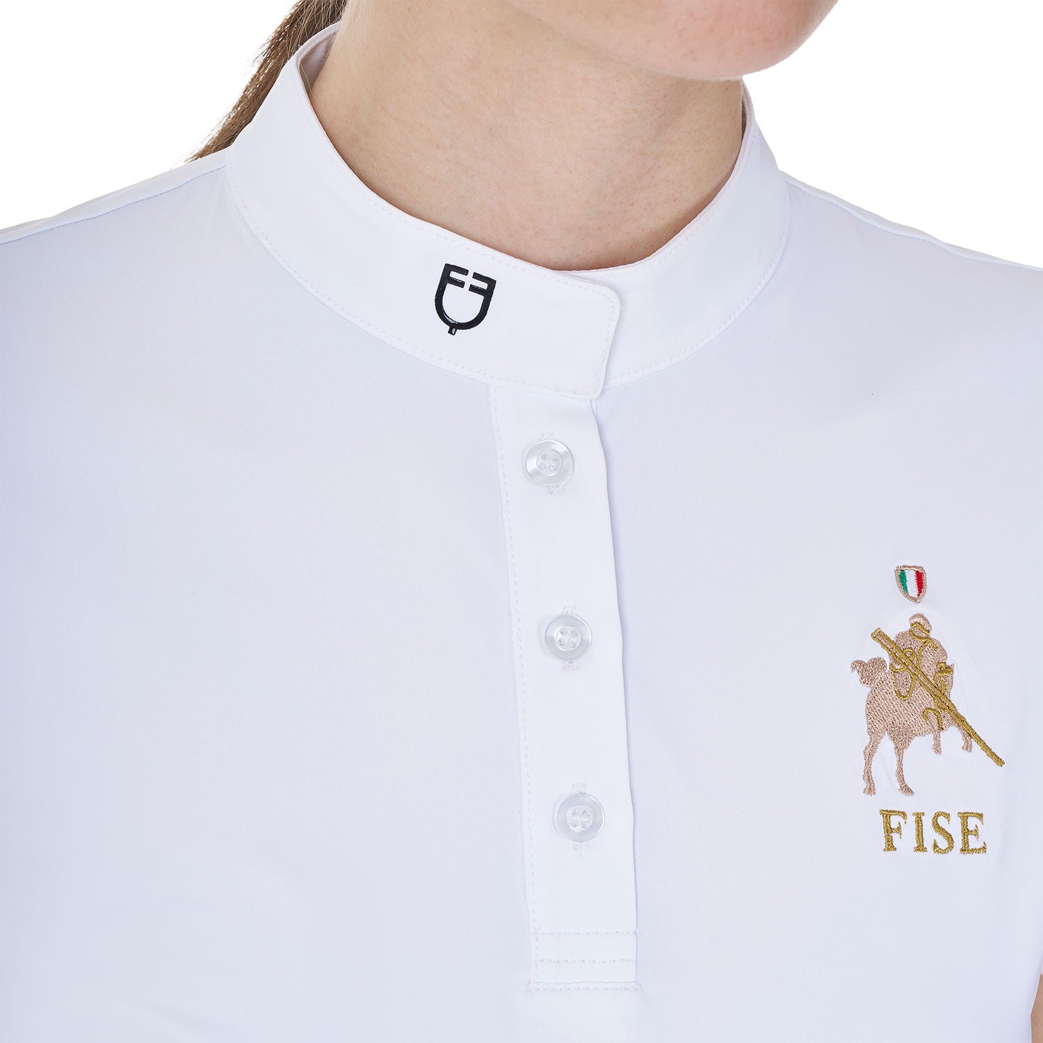 Polo de mujer de competición slim fit Equestro X FISE - Blanco