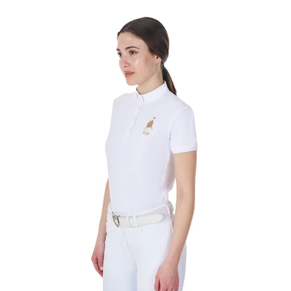 Polo de mujer de competición slim fit Equestro X FISE - Blanco