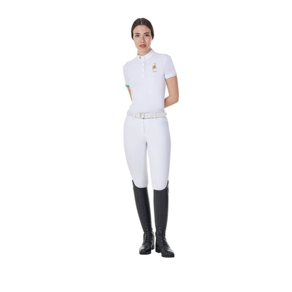 Polo de mujer de competición slim fit Equestro X FISE - Blanco