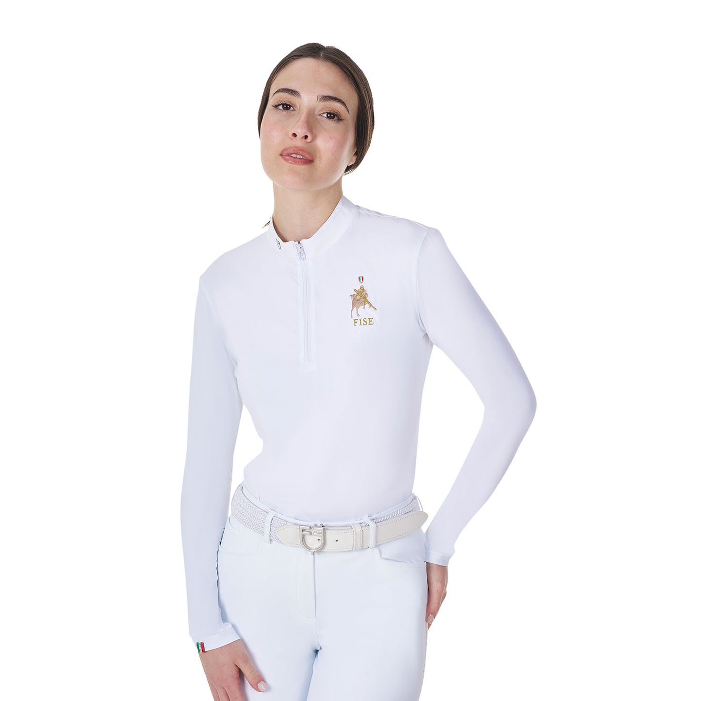 Polo de mujer de concurso de manga larga Equestro X FISE