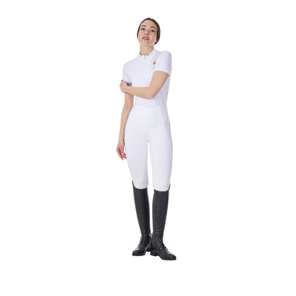 Polo de mujer de competición elástica Equestro X FISE - Blanco