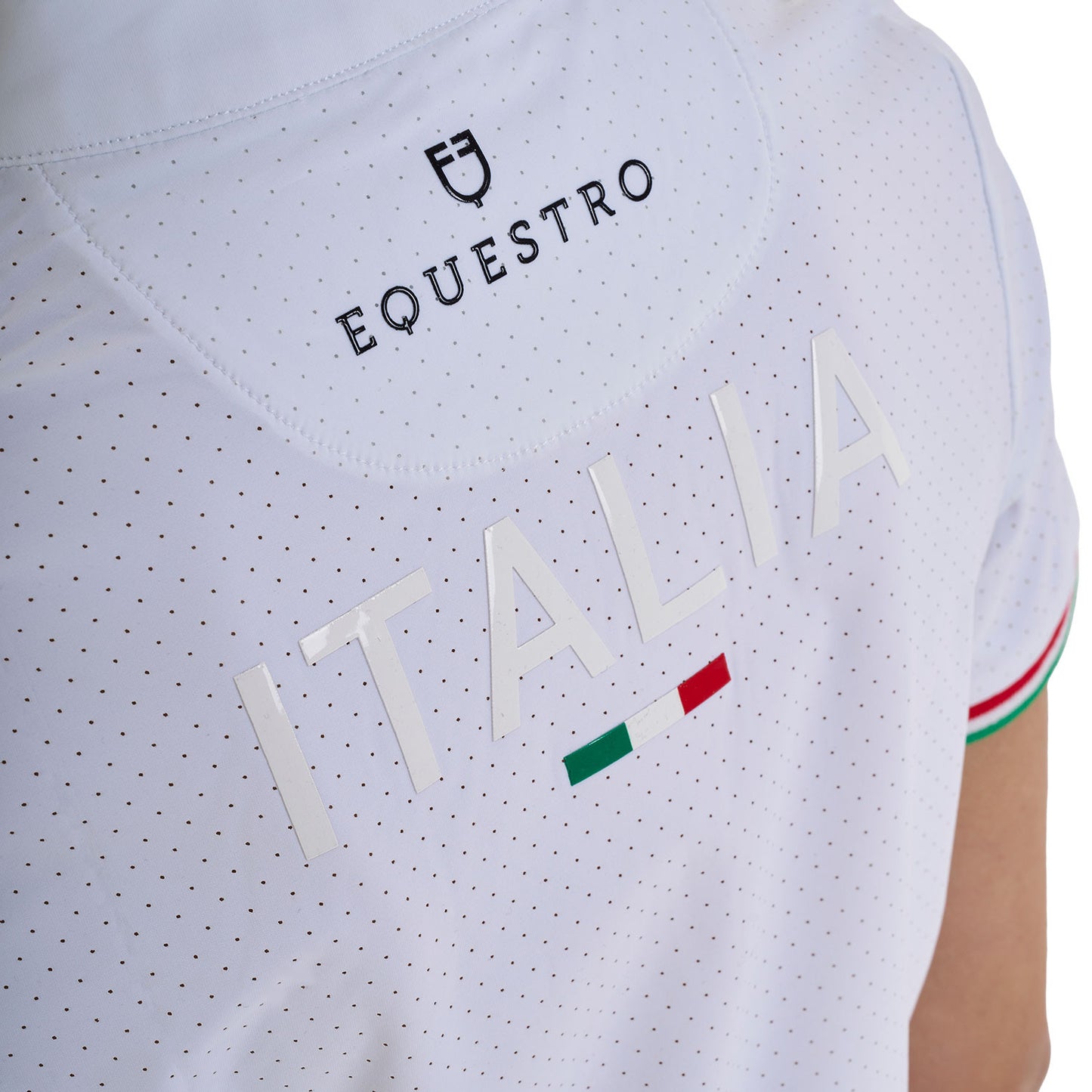 Polo de niña de concurso con cremallera Equestro X FISE - Blanco