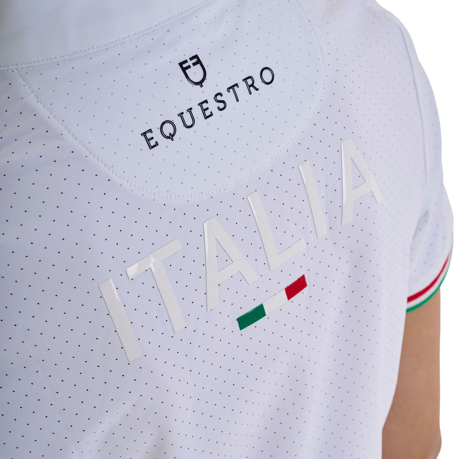 Polo de niña de concurso con cremallera Equestro X FISE - Blanco