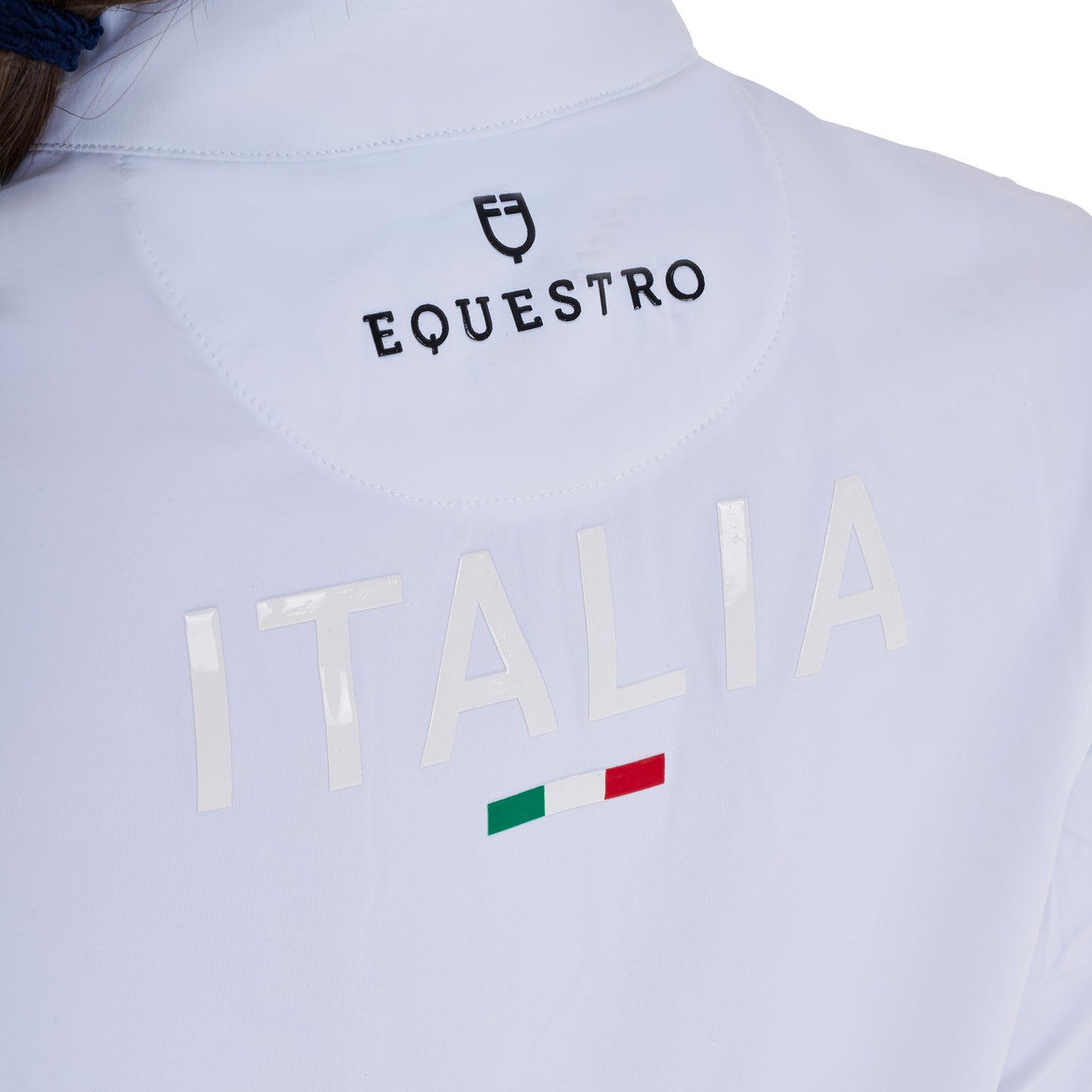 Polo de niña de concurso de manga larga Equestro X FISE - Blanco